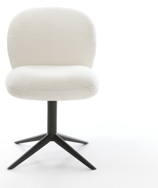 DELIFE Étkezőszék Nube-Flex bouclé puha bézs fekete kereszt láb 360° forgatható billenő zsákrugó