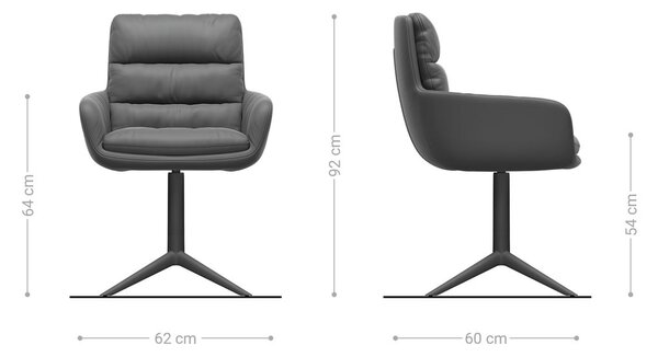 DELIFE Étkezőszék Abelia-Flex karfás plüss krémfehér fehér kereszt láb 360° forgatható billenő