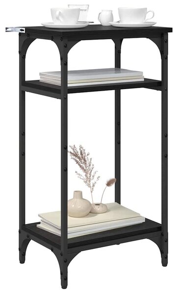 Oldal asztal polcokkal Musta tammi 40 x 30 x 75 cm Faanyag