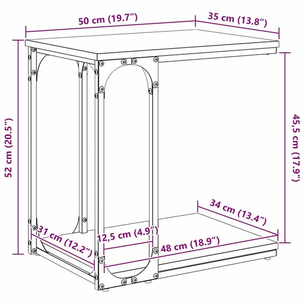Oldal asztal polcokkal Musta tammi 50 x 35 x 52 cm Faanyag
