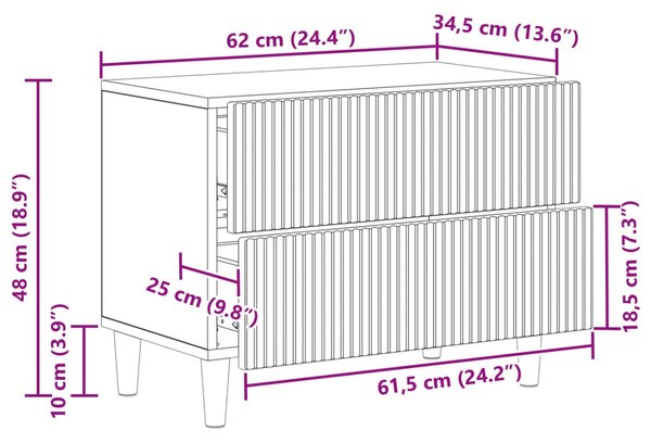 Éjjeliszekrény fiókkal Fehér 62 x 34,5 x 48 cm Szerelt Fa