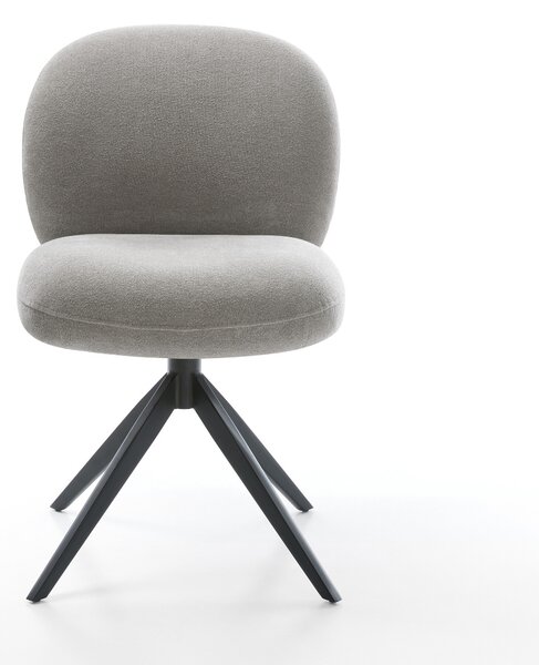 DELIFE Étkezőszék Nube-Flex strukturált szövet puha szürke kereszt láb széles fekete 360° forgatható billenő zsákrugós matrac