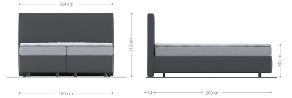 DELIFE Boxspring ágy Dream-Well 160x200 cm bouclé krémfehér zsákrugós matraccal és visco topperrel