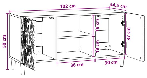 TV szekrény 102 x 34,5 x 50 cm Fehér Szerelt Fa