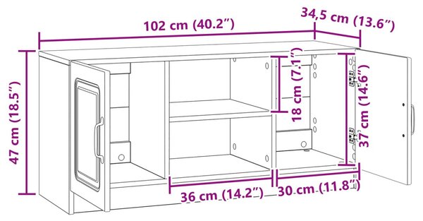 TV szekrény Antik Fa 102 x 34,5 x 47 cm Szerelt Fa