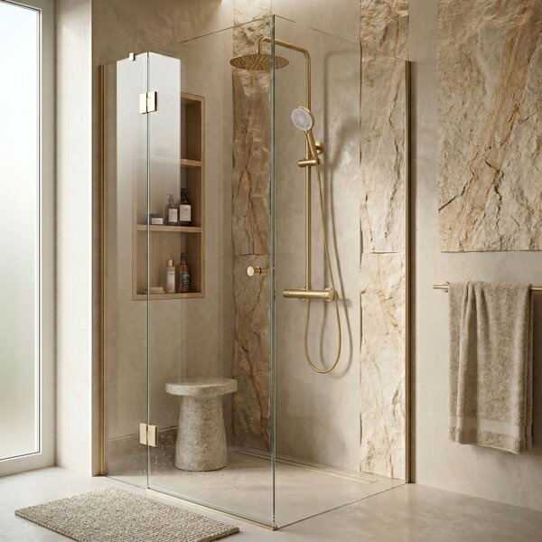 Termosztátos zuhanyszett Drop Brush Gold