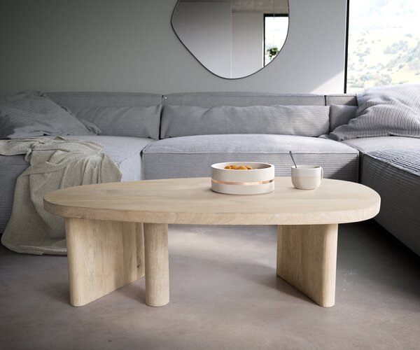DELIFE Dohányzóasztal Wido 110x50 cm mango white wash