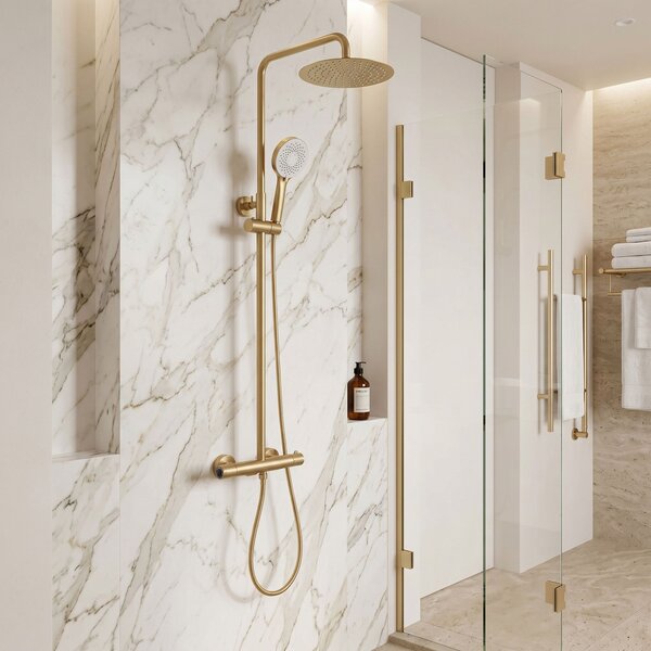 Termosztátos zuhanyszett Drop Brush Gold