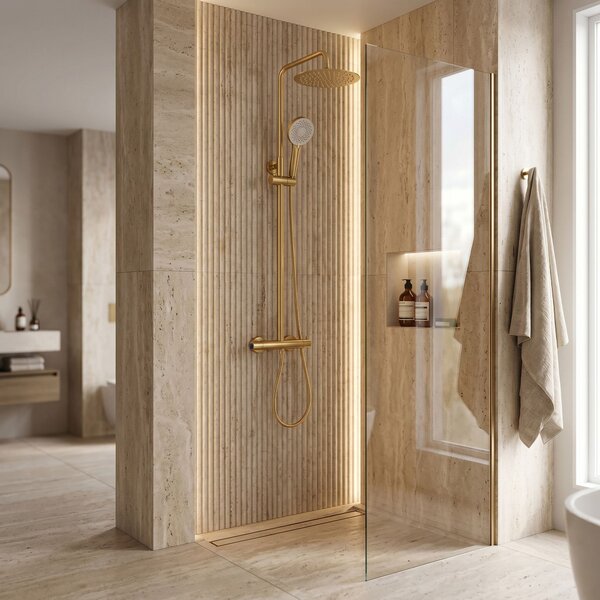 Termosztátos zuhanyszett Drop Brush Gold