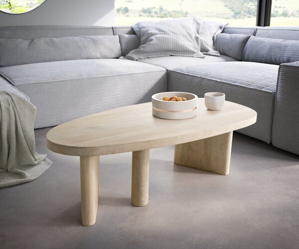 DELIFE Dohányzóasztal Wido 110x50 cm mango white wash