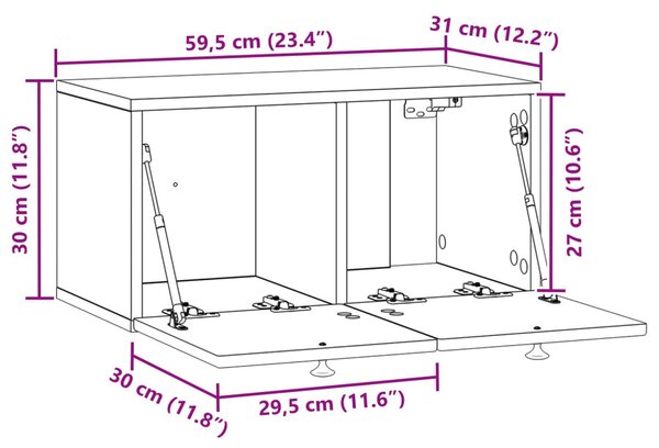 Fali TV szekrény Betonszürke 59,5 x 31 x 30 cm Szerelt Fa