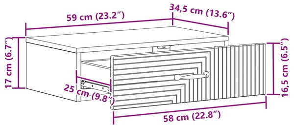 Fali oldaltábla Magasfényű Fehér 59 x 34,5 x 17 cm Szerelt Fa