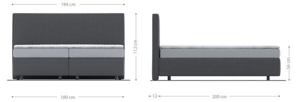 DELIFE Boxspring ágy Dream-Well 180x200 cm kordbársony bézs matraccal és topperrel