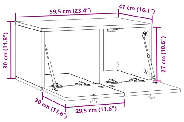 Fali TV szekrény Antik Fa 59,5 x 41 x 30 cm Szerelt Fa