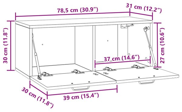 Fali TV szekrény Fehér 78,5 x 31 x 30 cm Szerelt Fa