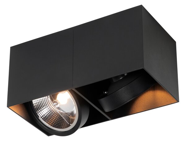 Design spot fekete téglalap alakú AR111 2-light - Doboz