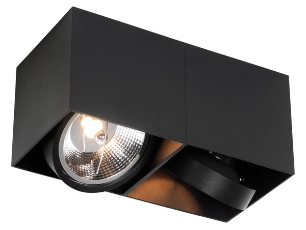 Design spotlámpa fekete téglalap AR111 2-lámpás - Box