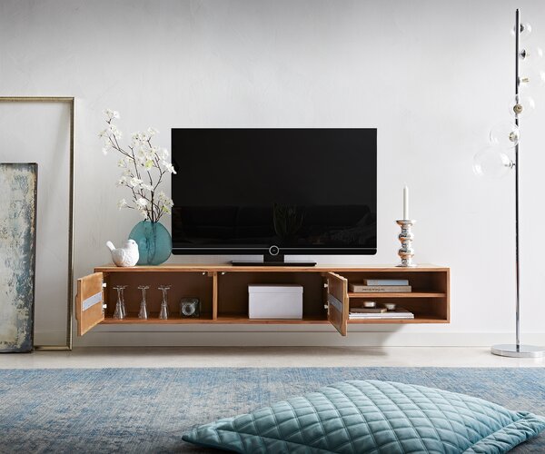 DELIFE TV szekrény Fevo 160 cm akác természetes 2 ajtós lebegő