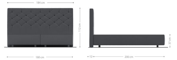 DELIFE Boxspring ágy Dream-Great 180x200 cm bőr imitáció antracit