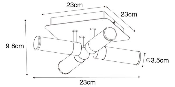 Modern fürdőszobai mennyezeti lámpa fekete 4-lámpás IP44 - Bath