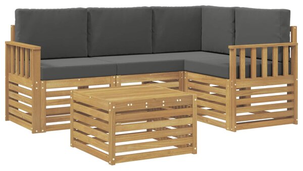 Kültéri kanapé szett 5 pcs Fehér és Antracitszürke