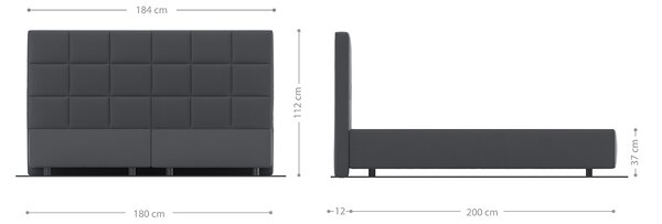 DELIFE Boxspring ágy Dream-Fine 180x200 cm mikroszálas antracit vintage