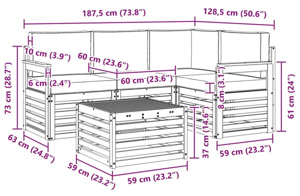 Kültéri kanapé szett 5 pcs Fehér és Antracitszürke