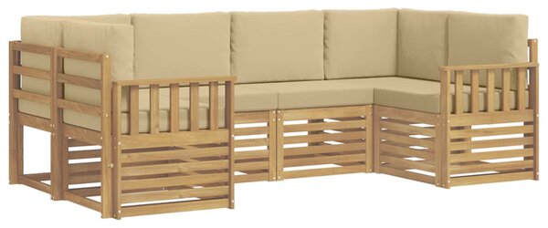 Kültéri kanapé szett 5 pcs Fehér és bézs 245 x 128,5 x 73 cm