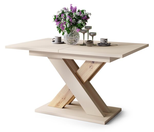 Mazzoni KARO Bézs (Pezsgő)/Artisan Tölgy - MODERN 180 cm-re BŐVÍTHETŐ ASZTAL!