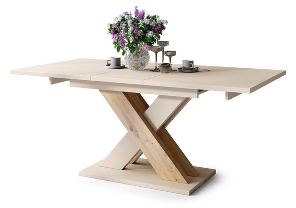 Mazzoni KARO Bézs (Pezsgő)/Artisan Tölgy - MODERN 180 cm-re BŐVÍTHETŐ ASZTAL!