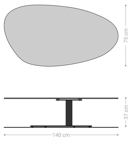 DELIFE Dohányzóasztal Edge ovális 140x75 cm kerámia Laminam® Emperador Extra Lucidato sötétbarna Vibany rozsdamentes acél szálcsiszolt