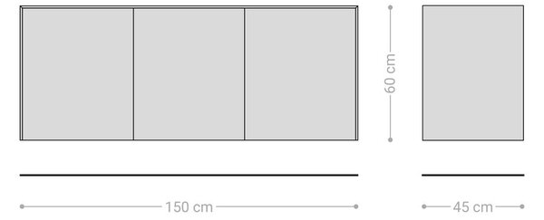 DELIFE Komód Cuor 150 cm kerámia emperador extra polírozott sötétbarna 3 ajtós lebegő