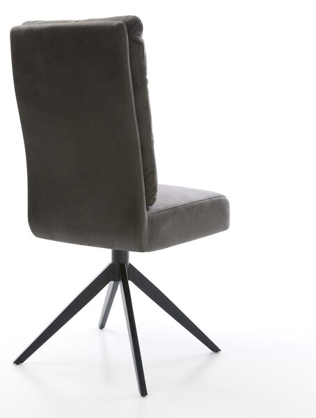 DELIFE Étkezőszék Pela-Flex mikroszálas antracit vintage kereszt láb széles fekete 360° forgatható billenő zsákrugó