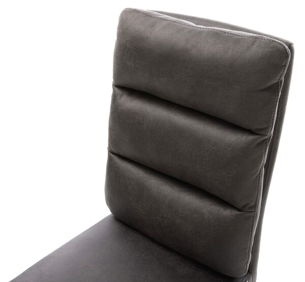 DELIFE Étkezőszék Pela-Flex mikroszálas antracit vintage kereszt láb széles fekete 360° forgatható billenő zsákrugó