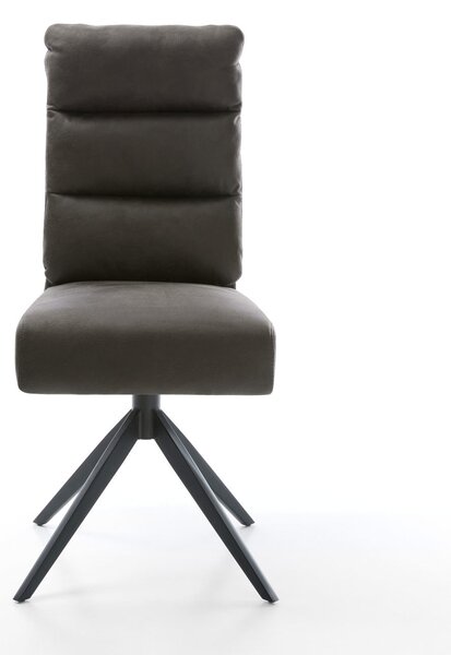 DELIFE Étkezőszék Pela-Flex mikroszálas antracit vintage kereszt láb széles fekete 360° forgatható billenő zsákrugó