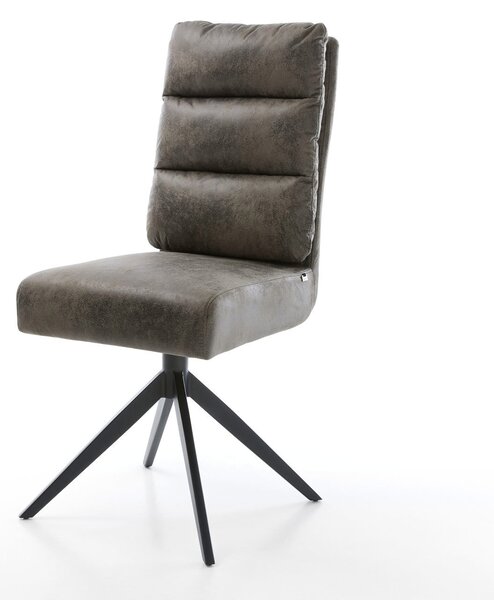 DELIFE Étkezőszék Pela-Flex mikroszálas szürke vintage kereszt láb széles fekete 360° forgatható billenő zsákrugós