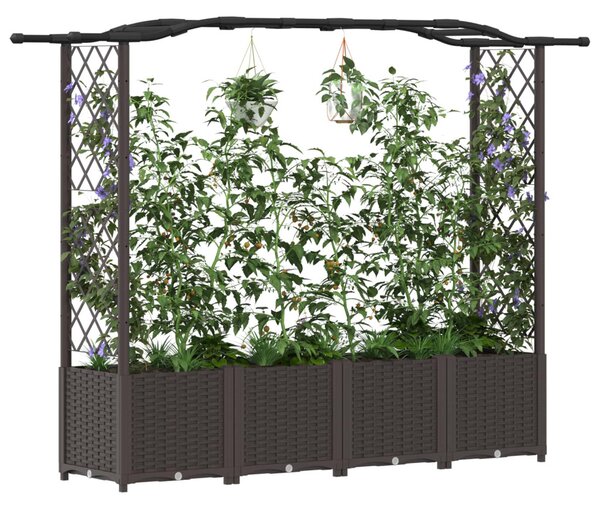 Magasított Ágy Trellis-szel és Tetővel Barna 204 x 40 x 138 cm