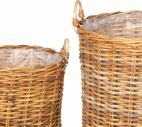 Virágkosár tárolóval 2 db Természetes Barna Lacak rattan