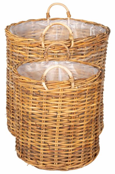 Virágkosár tárolóval 2 db Természetes Barna Lacak rattan