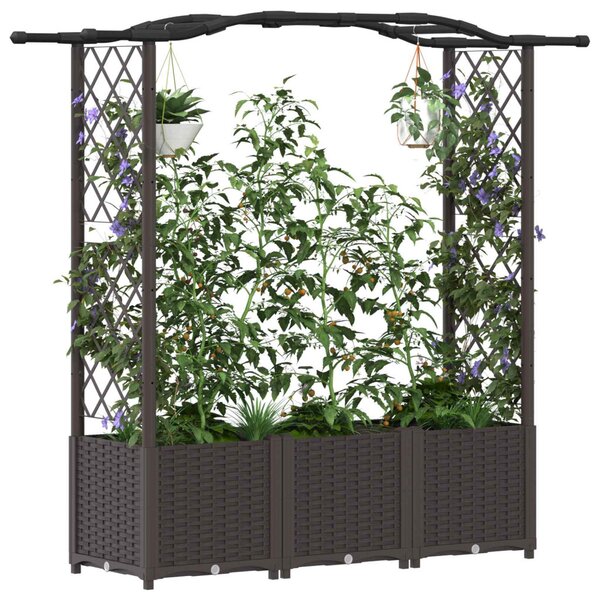 Magasított Ágy Trellis-szel és Tetővel Barna 164 x 40 x 138 cm