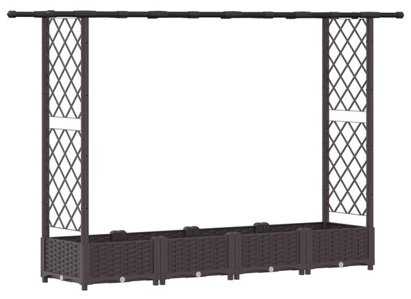 Magasított Ágy Trellis-szel és Tetővel Barna 203 x 40 x 121 cm