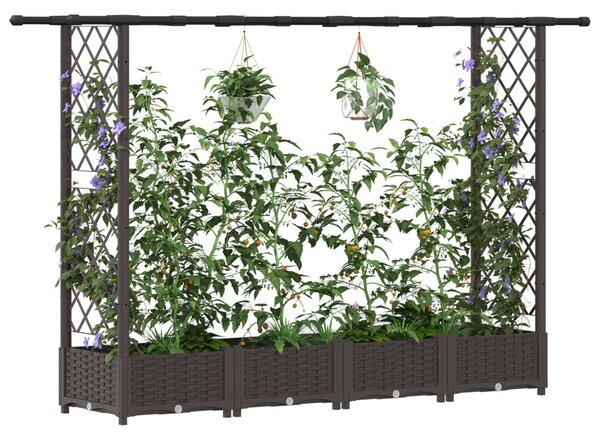 Magasított Ágy Trellis-szel és Tetővel Barna 203 x 40 x 121 cm