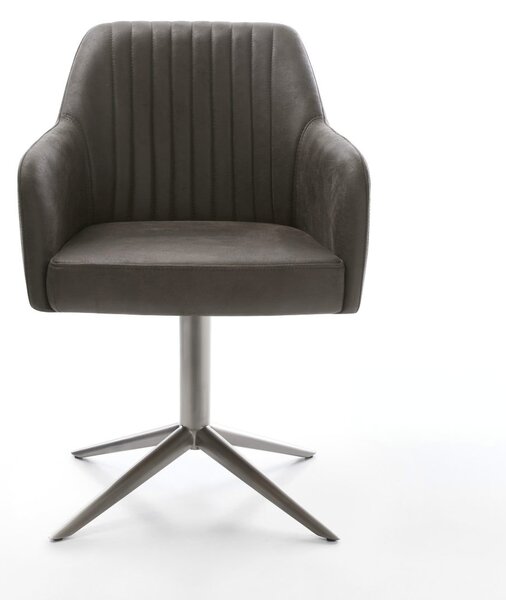 DELIFE Étkezőszék Greg-Flex mikroszálas antracit vintage grafit láb 360° forgatható hintamechanizmus zsákrugós matrac