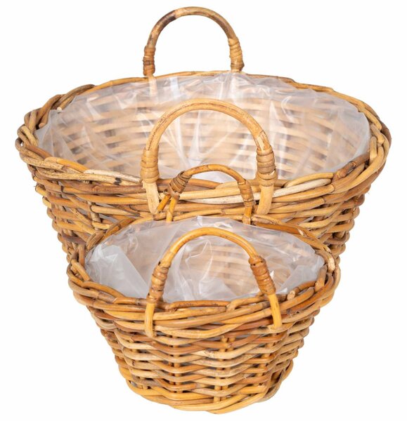 Virágkosár tárolóval 2 db Természetes Barna Lacak Rattan