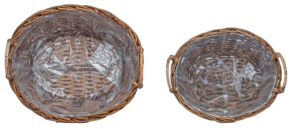 Virágkosár tárolóval 2 db Természetes Barna Lacak Rattan