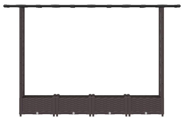 Magasított Ágy Trellis-szel és Tetővel Barna 203 x 40 x 121 cm