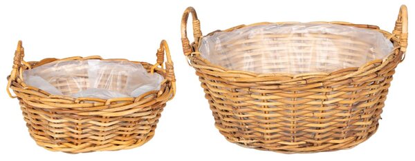 Virágkosár tárolóval 2 db Természetes Barna Lacak Rattan