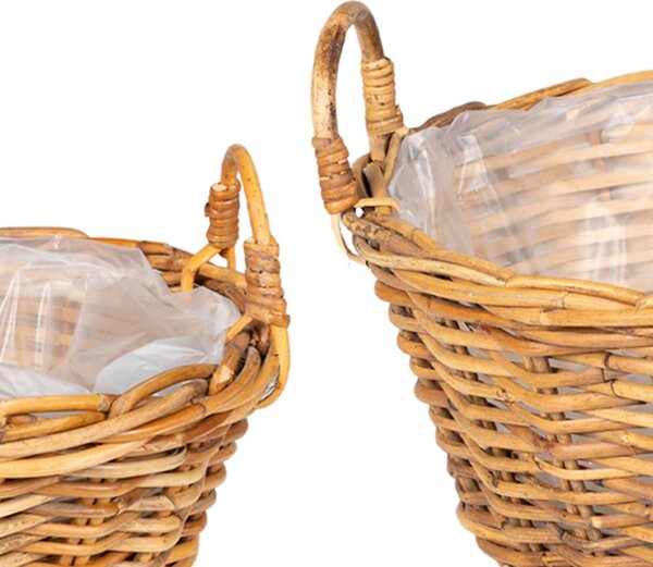 Virágkosár tárolóval 2 db Természetes Barna Lacak Rattan