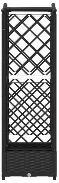 Magasított Ágy Trellis-szel és Tetővel Fekete 124 x 40 x 123 cm