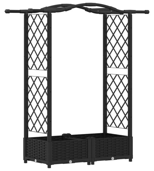 Magasított Ágy Trellis-szel és Tetővel Fekete 124 x 40 x 123 cm